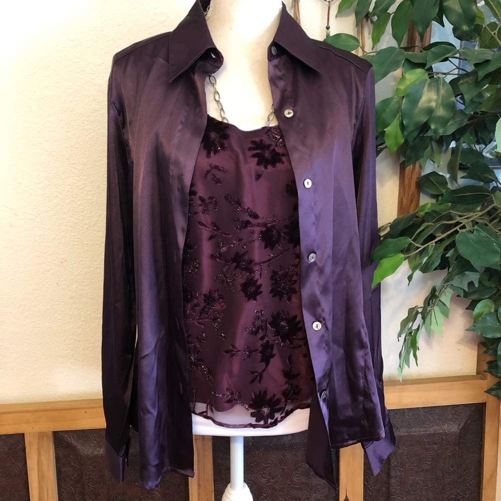 Escapades sparkle glitter felt tank w/blouse set
